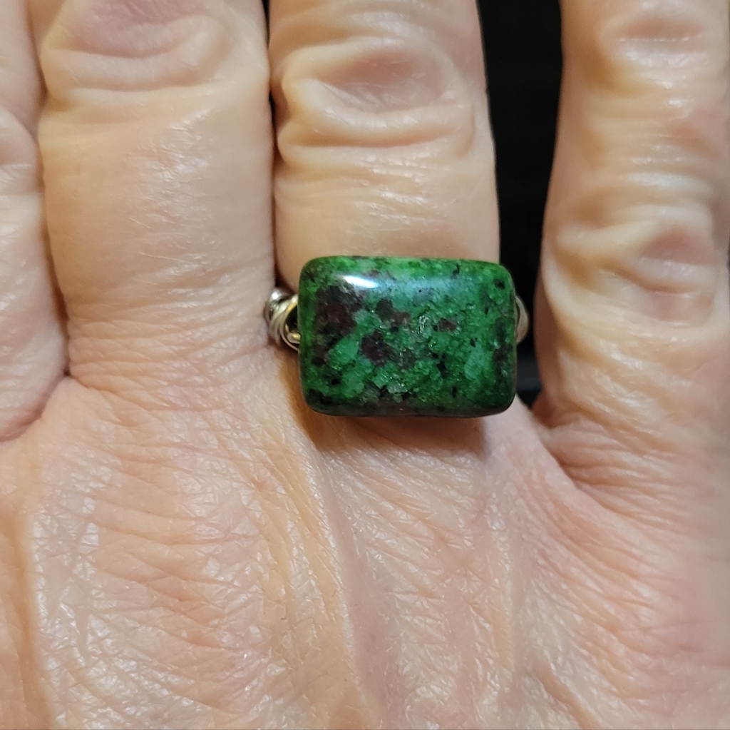 Jasper Wire Wrapped Ring - Green